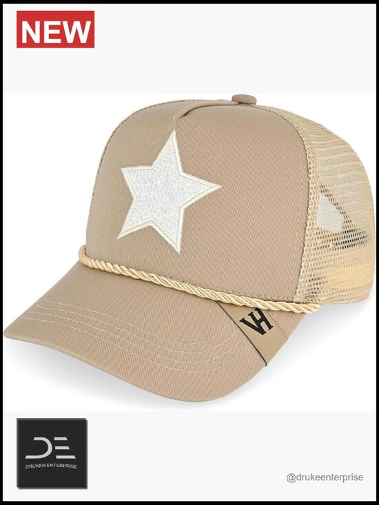 Trucker Hat with Pearl Star Snapback Mesh Adjustable Baseball Cap main image 6